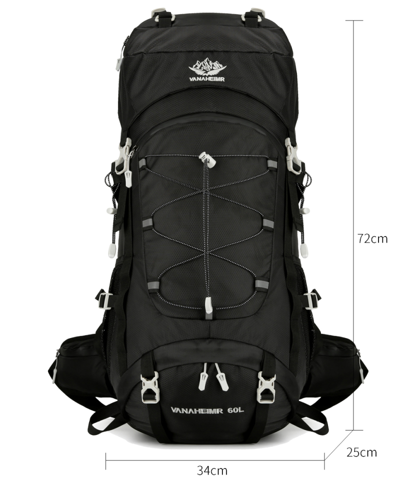 VANAHEIMR Wanderrucksack 60L Trekkingrucksack - Ultraleicht, Ergonomisch, mit Hüftgurt & Bauchtasche, Wasserabweisender Regenschutz, Ideal für Outdoor & Reisen Komfortabler Trekkingrucksack für Outdoor & Reisen