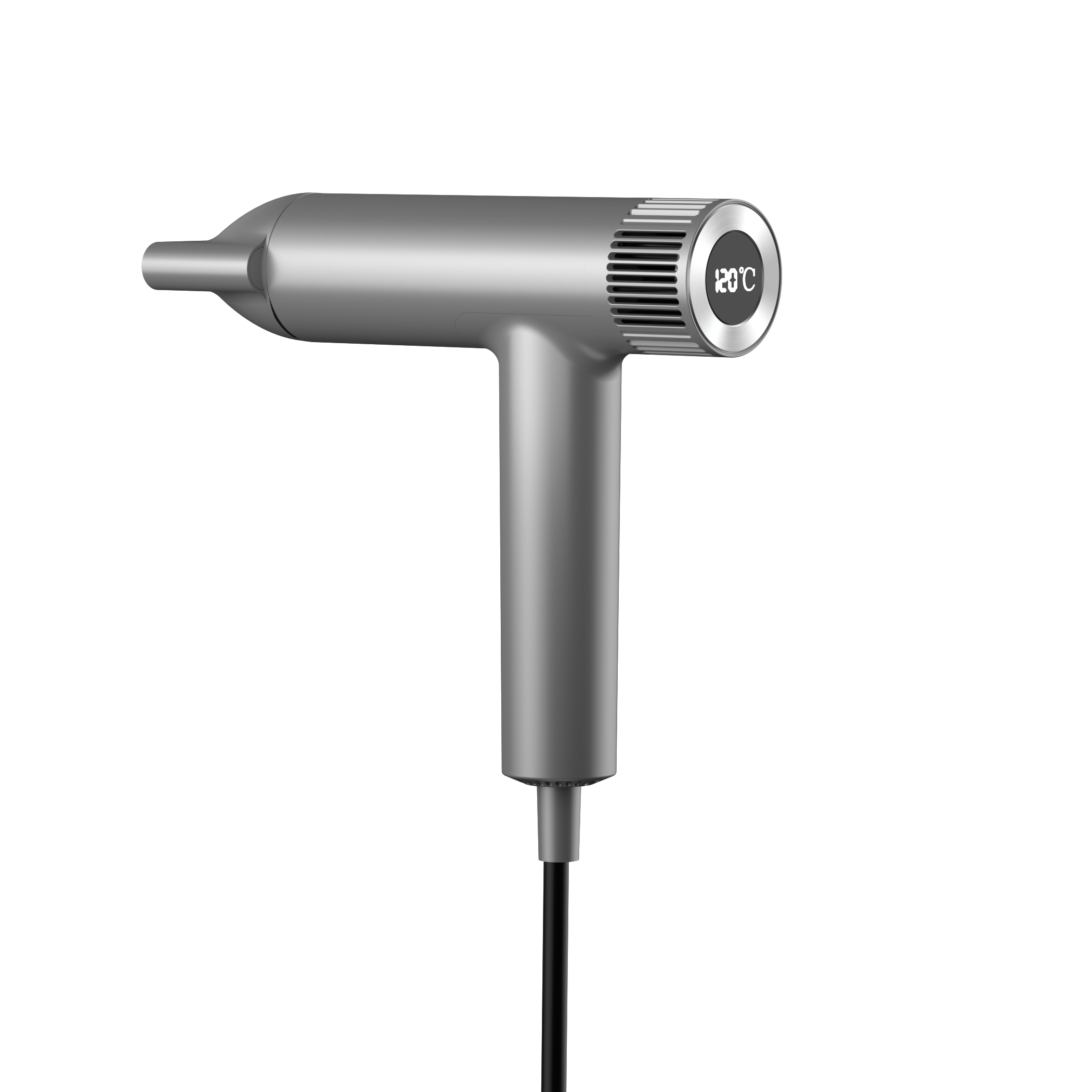 Hochgeschwindigkeits-Ionen-Haartrockner mit 1500 W – 105.000-U/min-Motor, 60 m/s Luftstrom, 300 Millionen negative Ionen, LED-Display, Aluminiumgehäuse, leicht & leise – Weiß/Grau