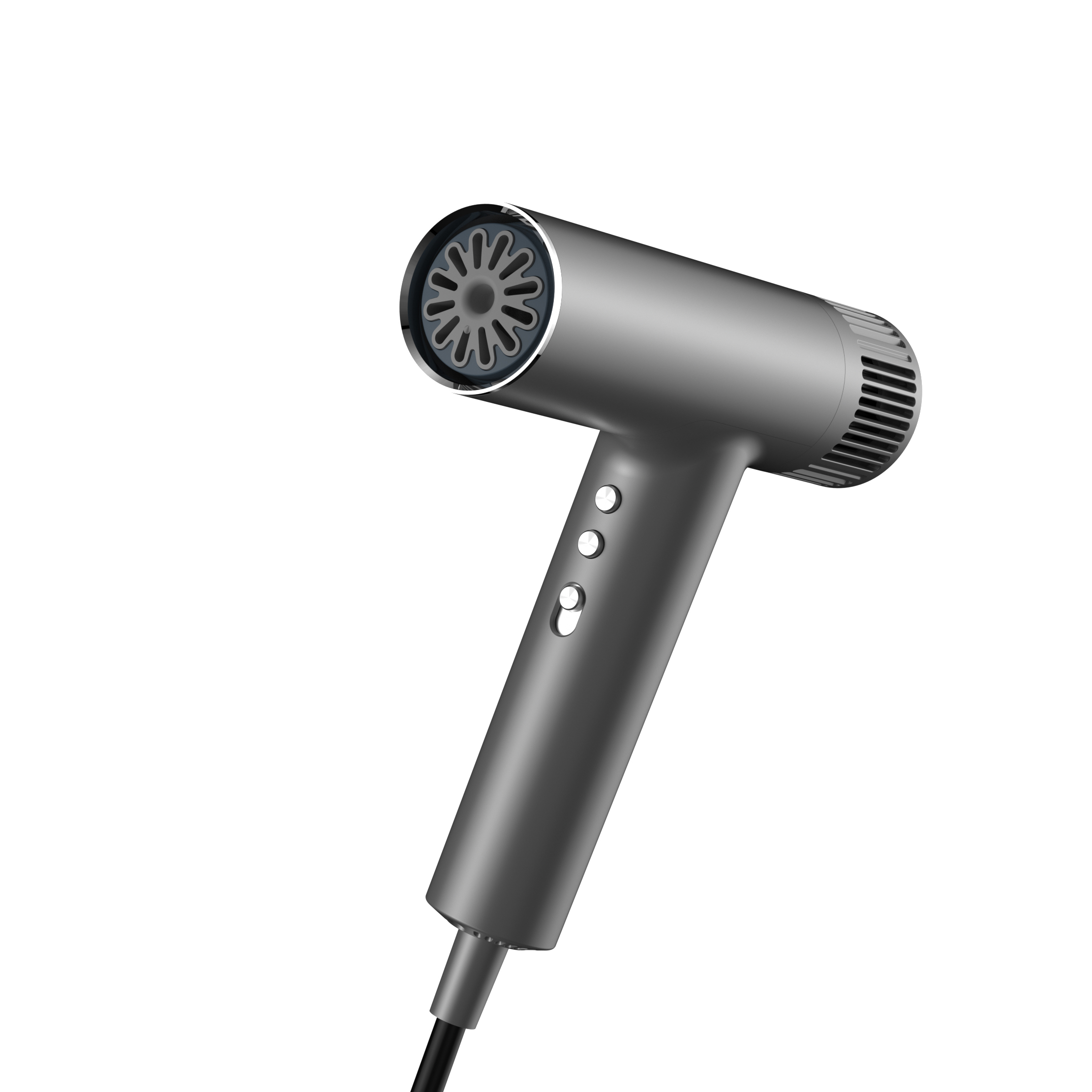 Hochgeschwindigkeits-Ionen-Haartrockner mit 1500 W – 105.000-U/min-Motor, 60 m/s Luftstrom, 300 Millionen negative Ionen, LED-Display, Aluminiumgehäuse, leicht & leise – Weiß/Grau