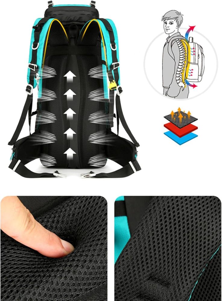 VANAHEIMR Wanderrucksack 60L Trekkingrucksack - Ultraleicht, Ergonomisch, mit Hüftgurt & Bauchtasche, Wasserabweisender Regenschutz, Ideal für Outdoor & Reisen Komfortabler Trekkingrucksack für Outdoor & Reisen