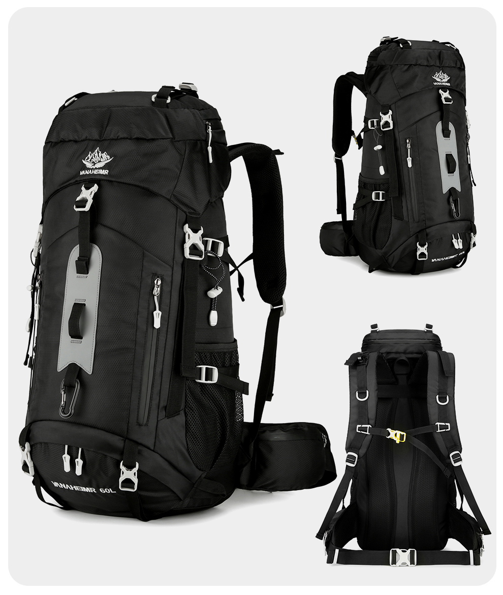 VANAHEIMR Wanderrucksack 60L Trekkingrucksack - Ultraleicht, Ergonomisch, mit Hüftgurt & Bauchtasche, Wasserabweisender Regenschutz, Ideal für Outdoor & Reisen Komfortabler Trekkingrucksack für Outdoor & Reisen