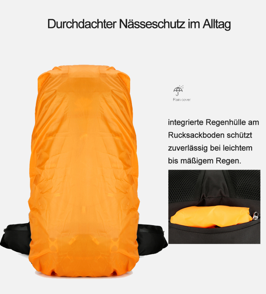 VANAHEIMR Wanderrucksack 60L Trekkingrucksack - Ultraleicht, Ergonomisch, mit Hüftgurt & Bauchtasche, Wasserabweisender Regenschutz, Ideal für Outdoor & Reisen Komfortabler Trekkingrucksack für Outdoor & Reisen