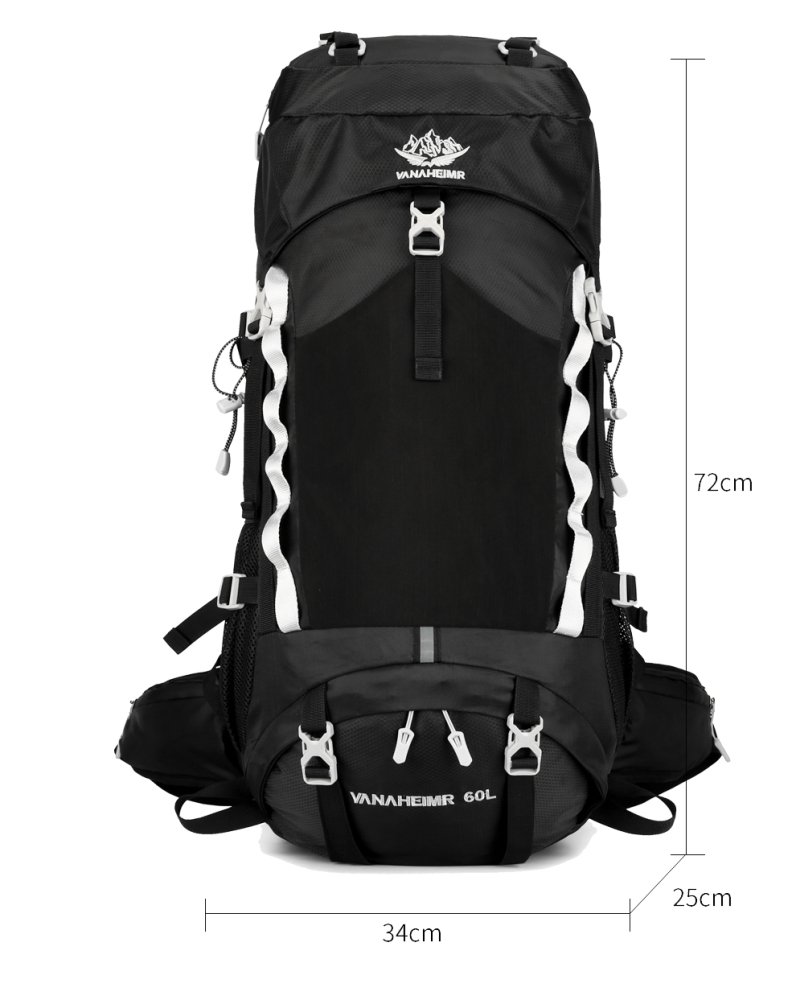 VANAHEIMR Wanderrucksack 60L Trekkingrucksack - Ultraleicht, Ergonomisch, mit Hüftgurt & Bauchtasche, Wasserabweisender Regenschutz, Ideal für Outdoor & Reisen Komfortabler Trekkingrucksack für Outdoor & Reisen