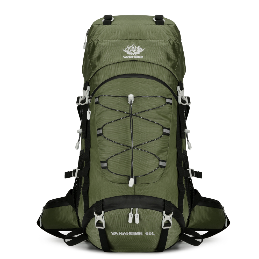 VANAHEIMR Wanderrucksack 60L Trekkingrucksack - Ultraleicht, Ergonomisch, mit Hüftgurt & Bauchtasche, Wasserabweisender Regenschutz, Ideal für Outdoor & Reisen Komfortabler Trekkingrucksack für Outdoor & Reisen