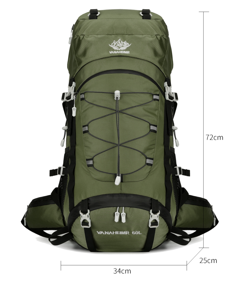VANAHEIMR Wanderrucksack 60L Trekkingrucksack - Ultraleicht, Ergonomisch, mit Hüftgurt & Bauchtasche, Wasserabweisender Regenschutz, Ideal für Outdoor & Reisen Komfortabler Trekkingrucksack für Outdoor & Reisen