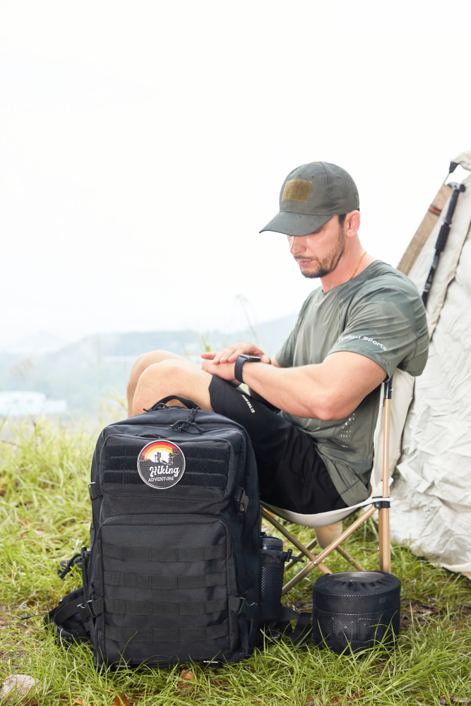 Taktischer Rucksack 45L – Schwarz – Militär- & Outdoor-Rucksack mit vielseitigen Fächern