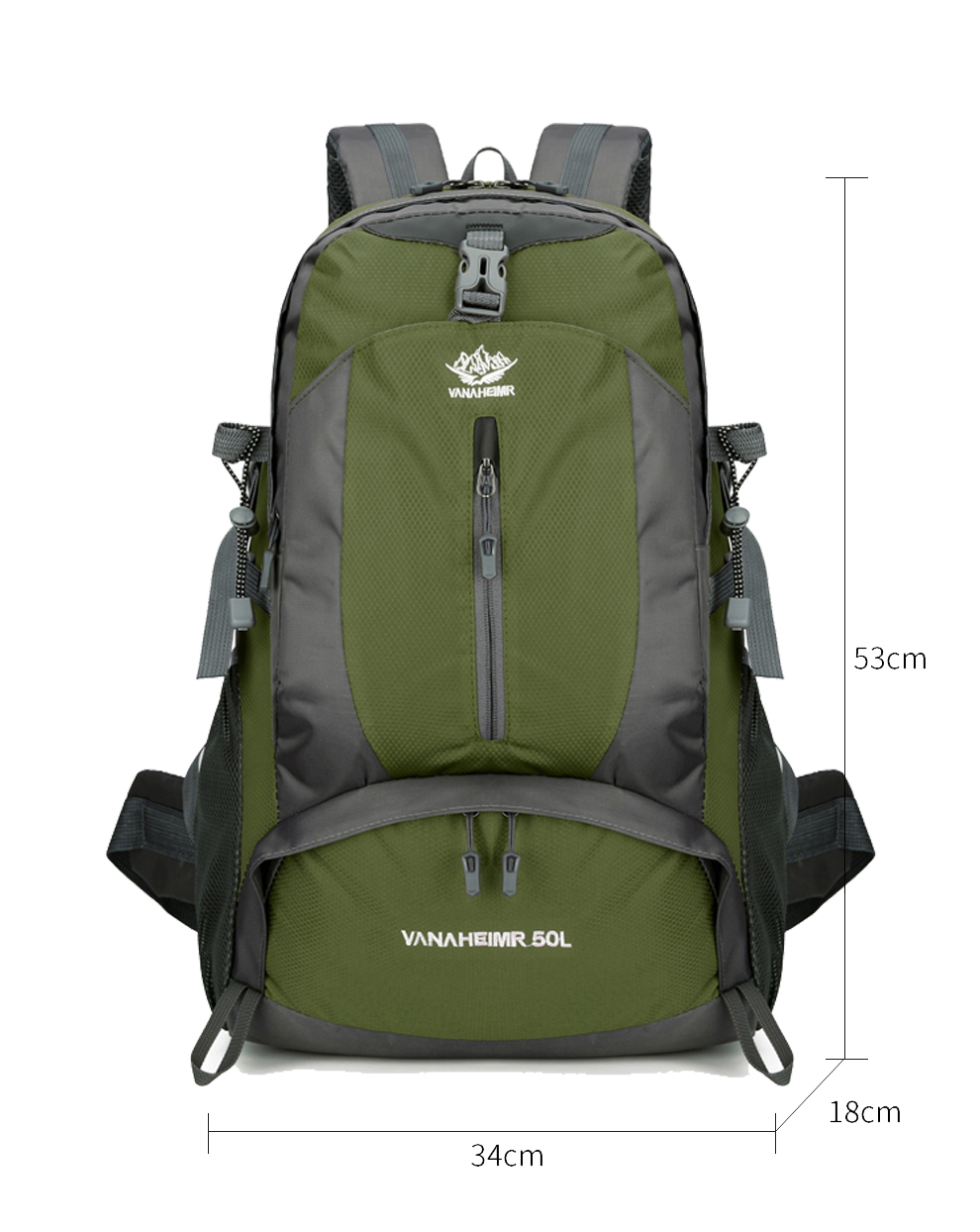 Outdoor Wanderrucksack 50L – Grün & Schwarz – Vielseitiger Trekkingrucksack für Damen & Herren