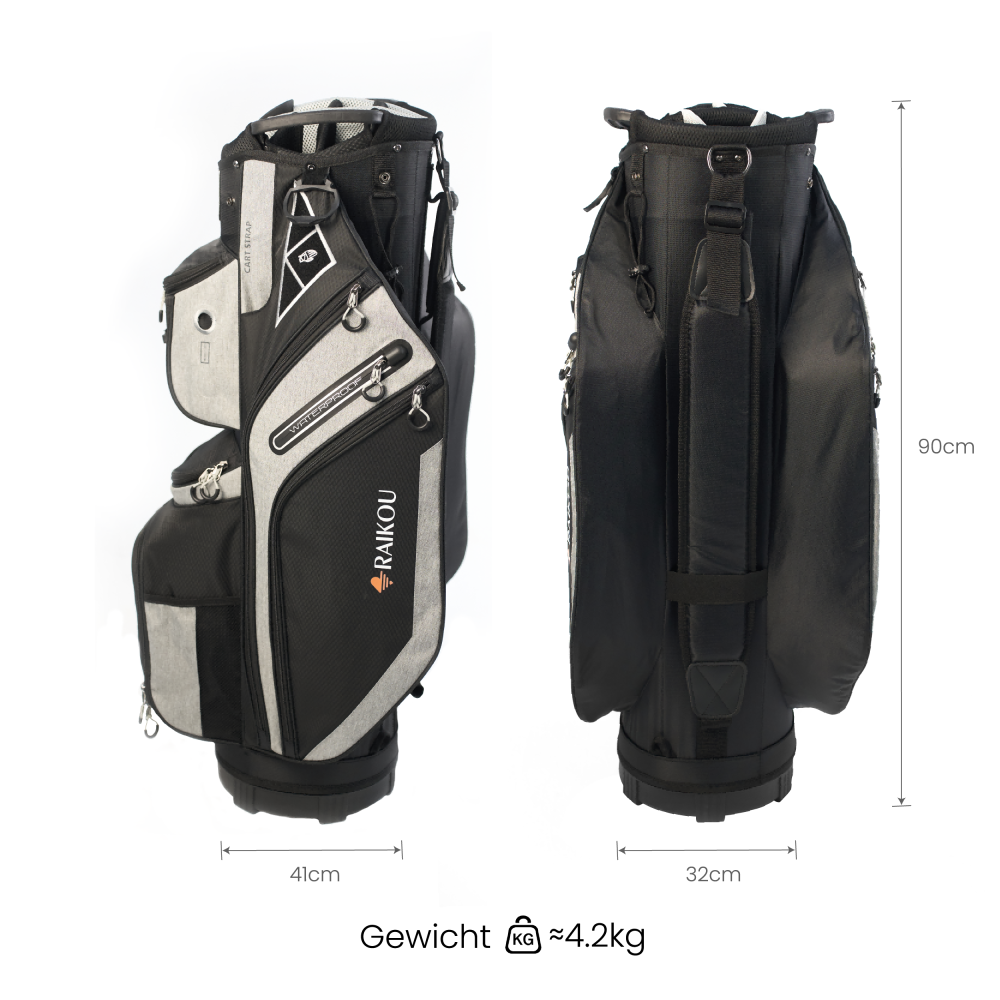 RAIKOU Golf Cartbag– Wasserdichte Golftasche – 14-fach Divider, Kühlfach, Wertsachenfach, Trolley kompatibel, leichte Golftasche