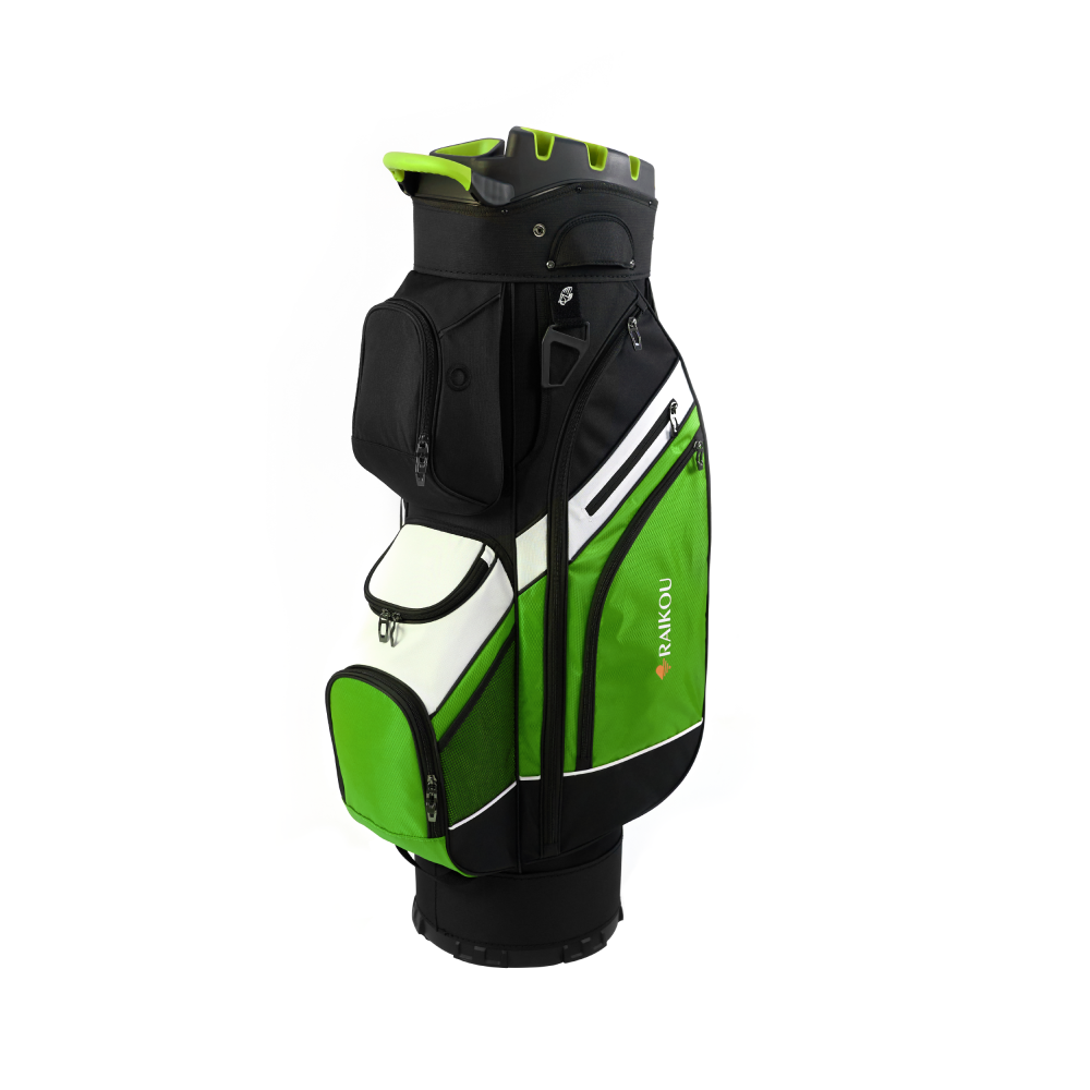 RAIKOU Golf Cartbag mit 14-fach Organizer, wasserabweisende Golftasche, 9 Taschen, Schuhfach, leicht & stabil, Grau/Schwarz/Weiß