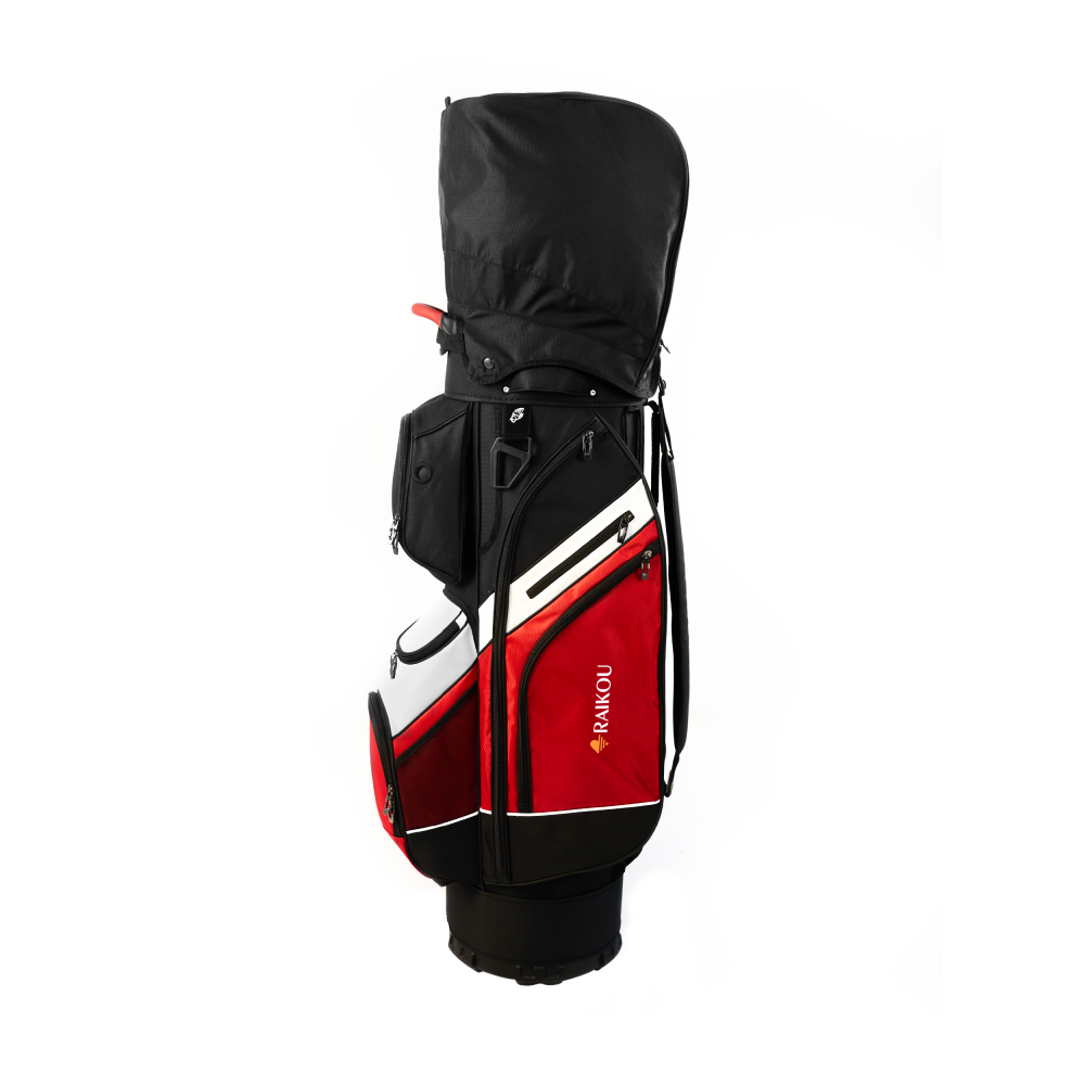RAIKOU Golf Cartbag mit 14-fach Organizer, wasserabweisende Golftasche, 9 Taschen, Schuhfach, leicht & stabil, Grau/Schwarz/Weiß