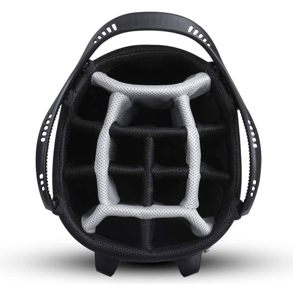 RAIKOU Golf Standbag mit 14-fach Organizer, wasserabweisende Golftasche, 9 Taschen, Schuhfach, leicht & stabil, Grau/Blau