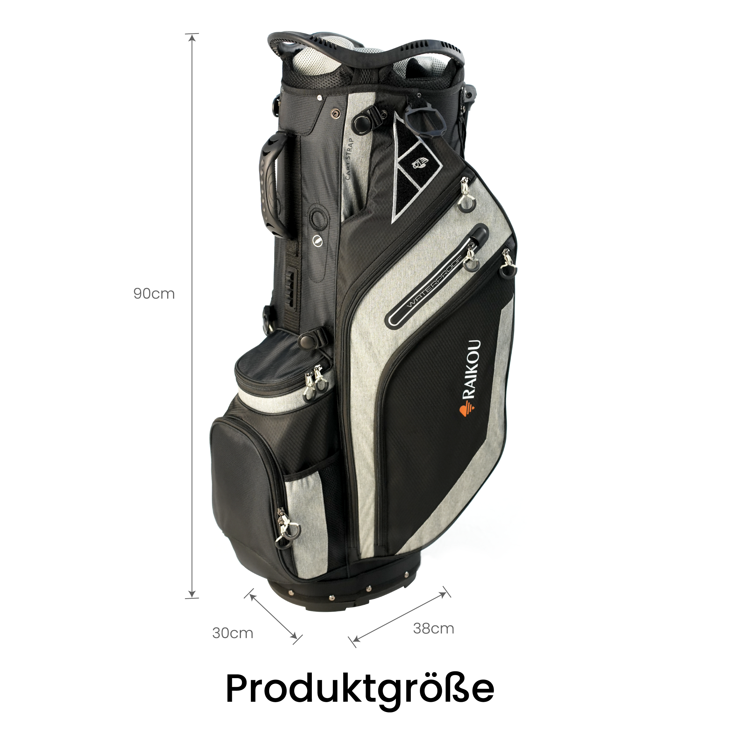 RAIKOU Golf Standbag mit 14-fach Organizer, wasserabweisende Golftasche, 9 Taschen, Schuhfach, leicht & stabil, Grau/Blau
