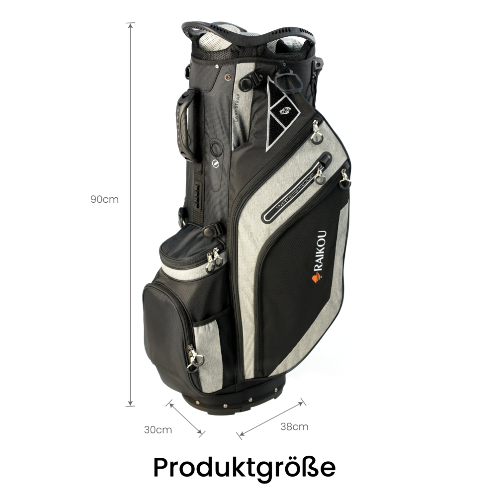 RAIKOU Golf Standbag mit 14-fach Organizer, wasserabweisende Golftasche, 9 Taschen, Schuhfach, leicht & stabil, Grau/Blau