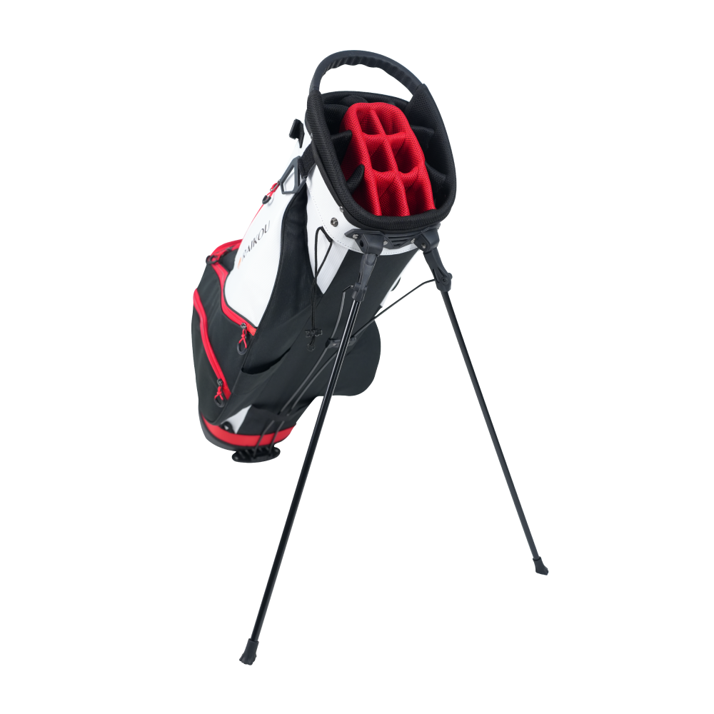 RAIKOU Golf Standbag mit 14-fach Organizer, wasserabweisende Golftasche, 10 Taschen, Schuhfach, leicht & stabil, Schwarz/Weiß