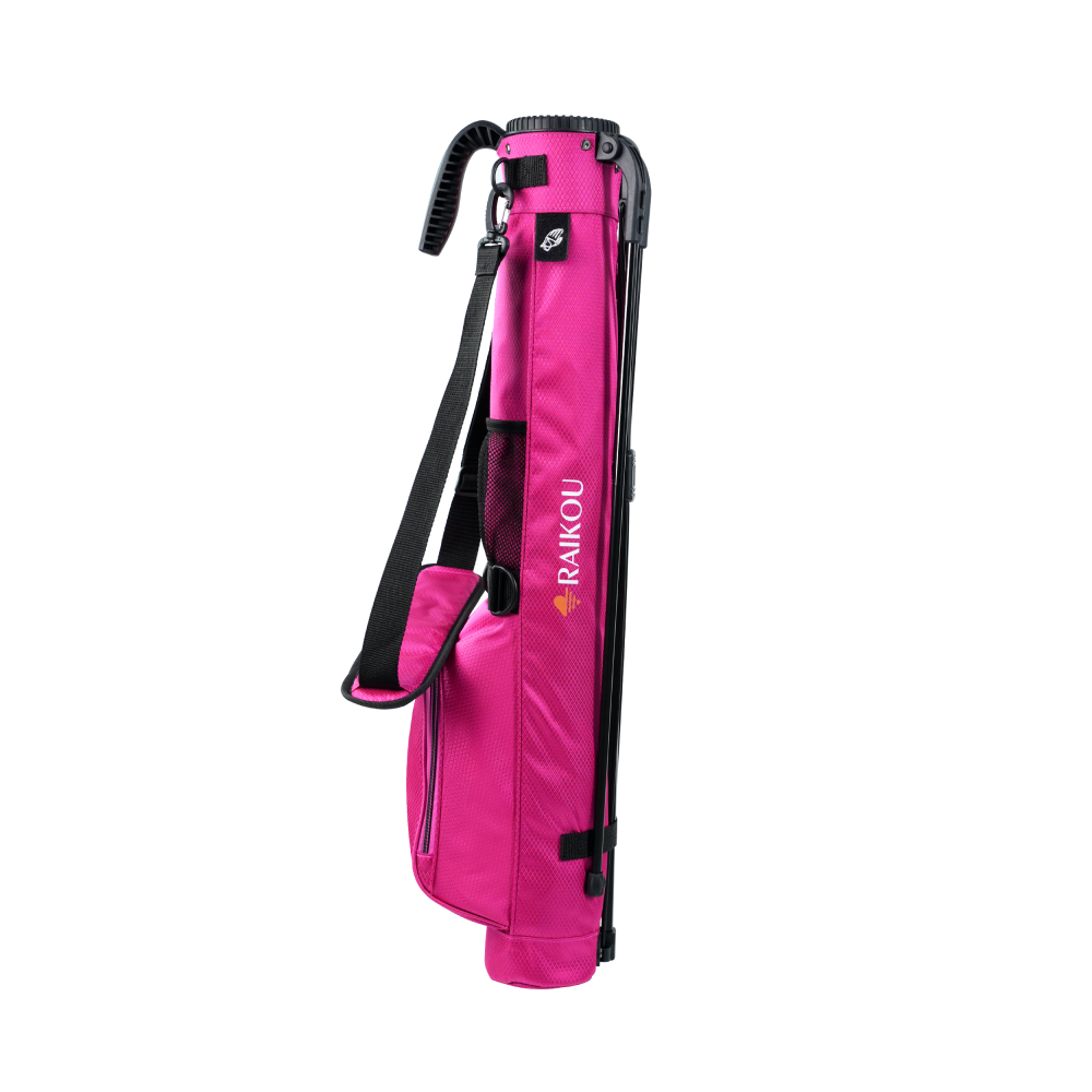 RAIKOU Golf Standbag leicht & kompakt, Tragegurt, wasserabweisend, 2 Taschen, 2-fach Divider, Pink/Blau