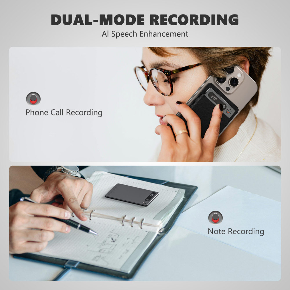 KI Digitales, 64GB, App-Steuerung, KI-Transkription und Zusammenfassung, 118 Sprachen, Ultraflach und Leicht, Digitales Diktiergerät, Aufnahmegerät für Meetings, Anrufe, Interviews, Lernen