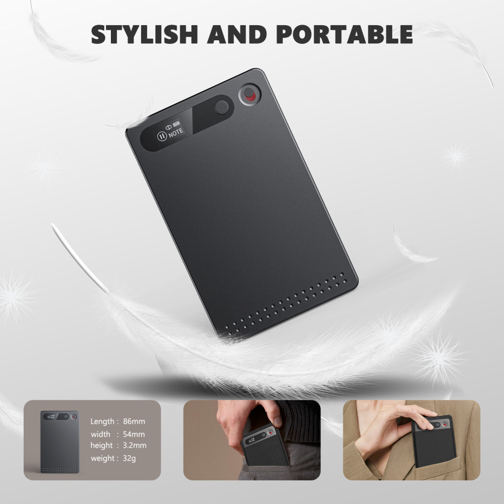 KI Digitales, 64GB, App-Steuerung, KI-Transkription und Zusammenfassung, 118 Sprachen, Ultraflach und Leicht, Digitales Diktiergerät, Aufnahmegerät für Meetings, Anrufe, Interviews, Lernen