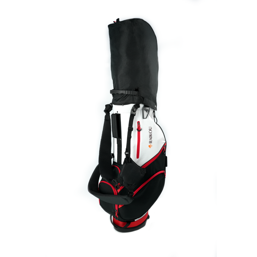 RAIKOU Golf Standbag mit 14-fach Organizer, wasserabweisende Golftasche, 10 Taschen, Schuhfach, leicht & stabil, Schwarz/Weiß