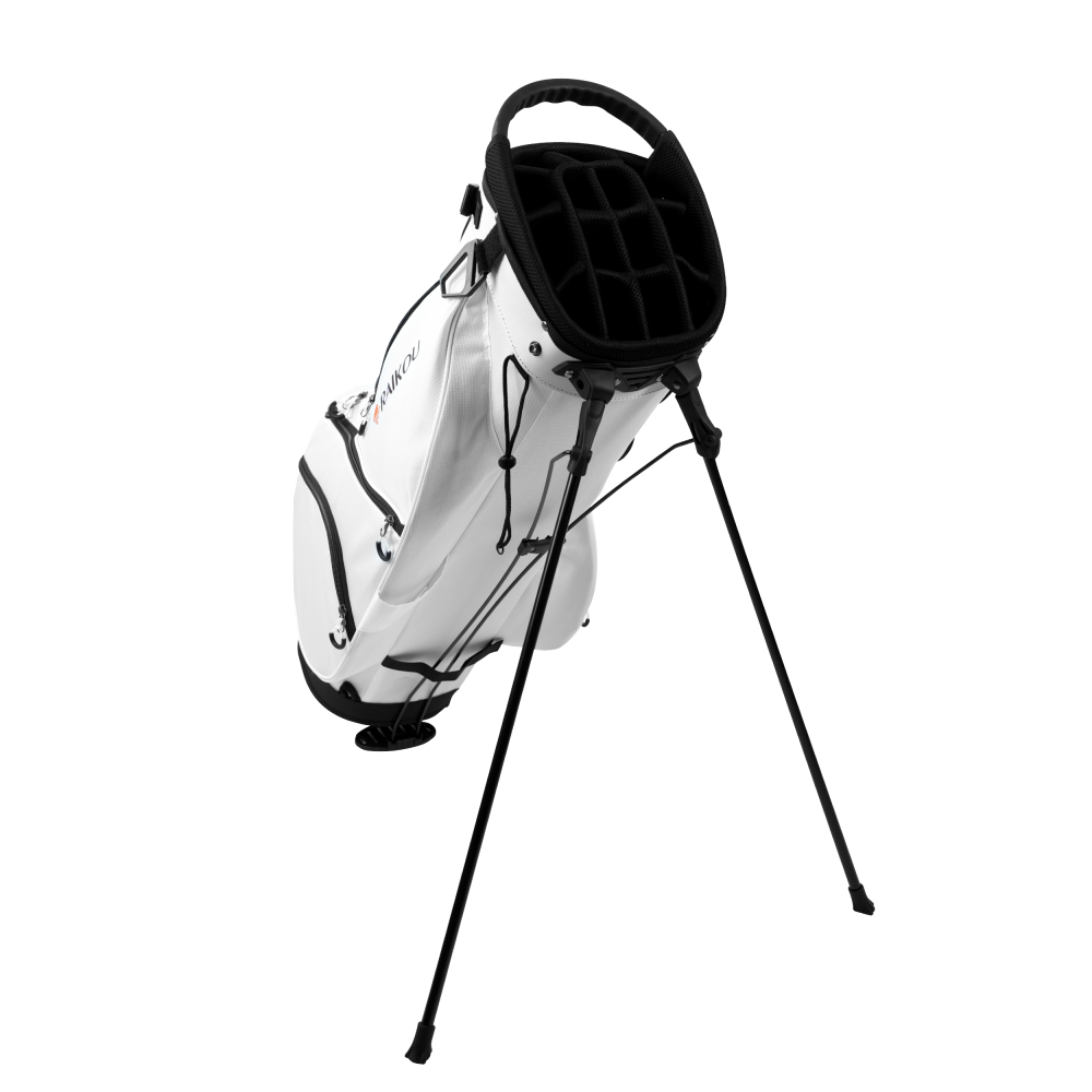 RAIKOU Golf Standbag mit 14-fach Organizer, wasserabweisende Golftasche, 10 Taschen, Schuhfach, leicht & stabil, Schwarz/Weiß