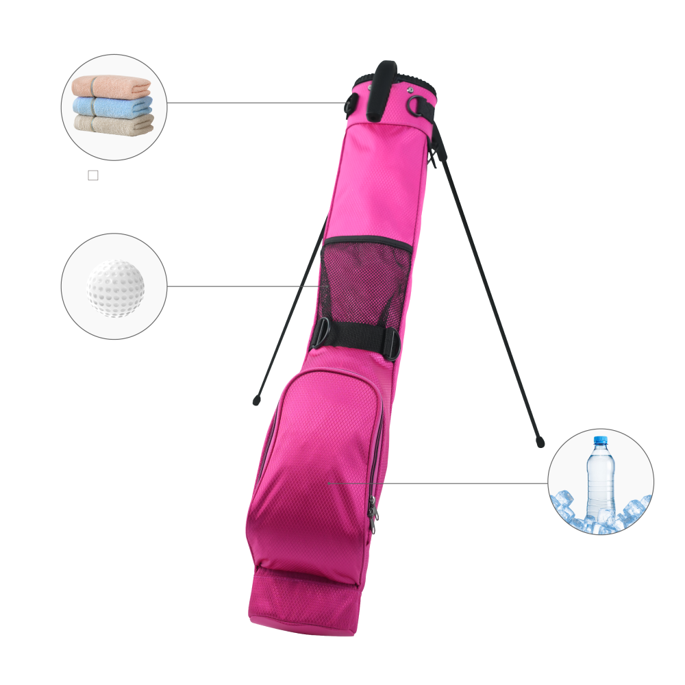 RAIKOU Golf Standbag leicht & kompakt, Tragegurt, wasserabweisend, 2 Taschen, 2-fach Divider, Pink/Blau