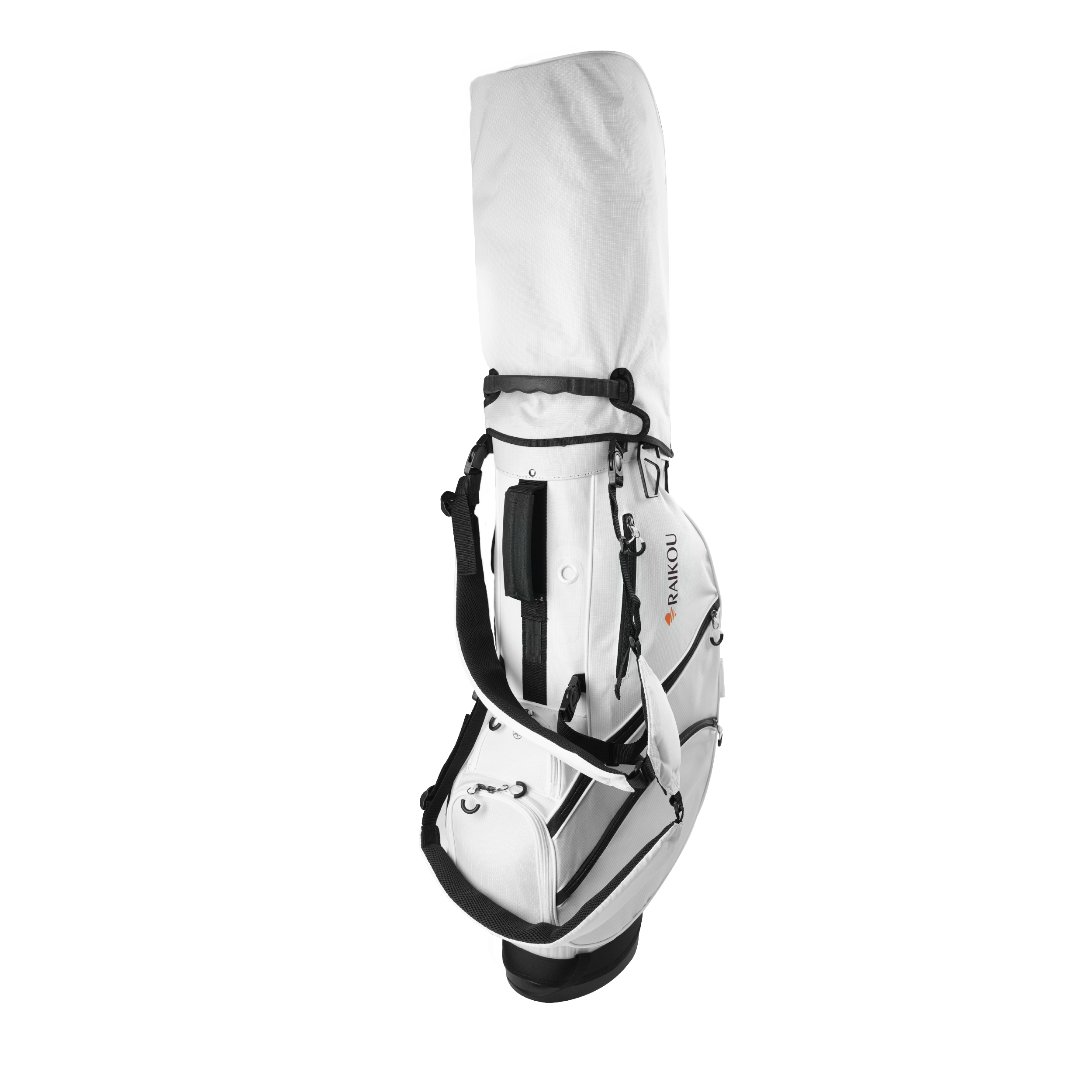RAIKOU Golf Standbag mit 14-fach Organizer, wasserabweisende Golftasche, 10 Taschen, Schuhfach, leicht & stabil, Schwarz/Weiß