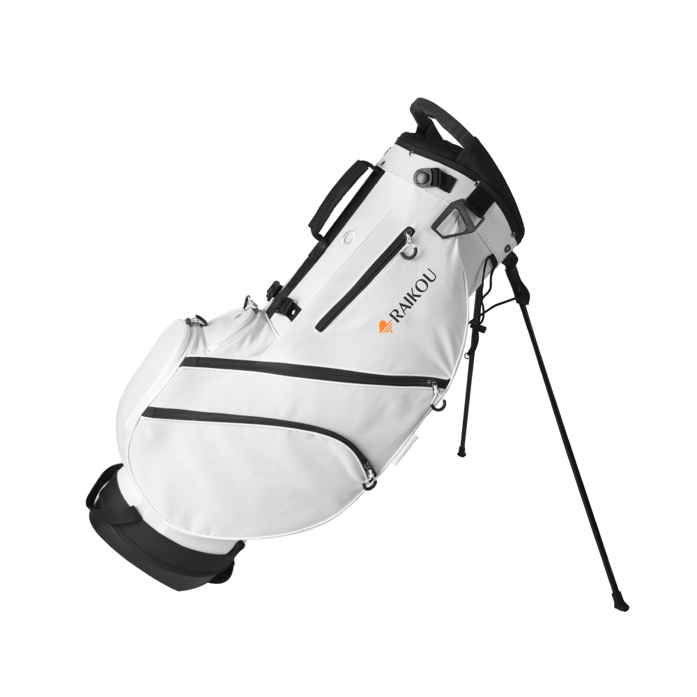 RAIKOU Golf Standbag mit 14-fach Organizer, wasserabweisende Golftasche, 10 Taschen, Schuhfach, leicht & stabil, Schwarz/Weiß