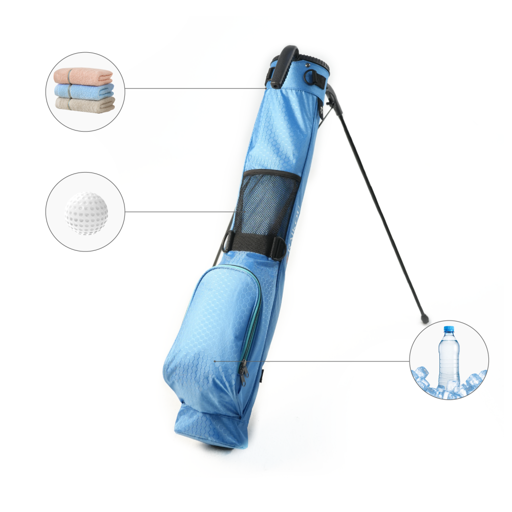 RAIKOU Golf Standbag leicht & kompakt, Tragegurt, wasserabweisend, 2 Taschen, 2-fach Divider, Pink/Blau