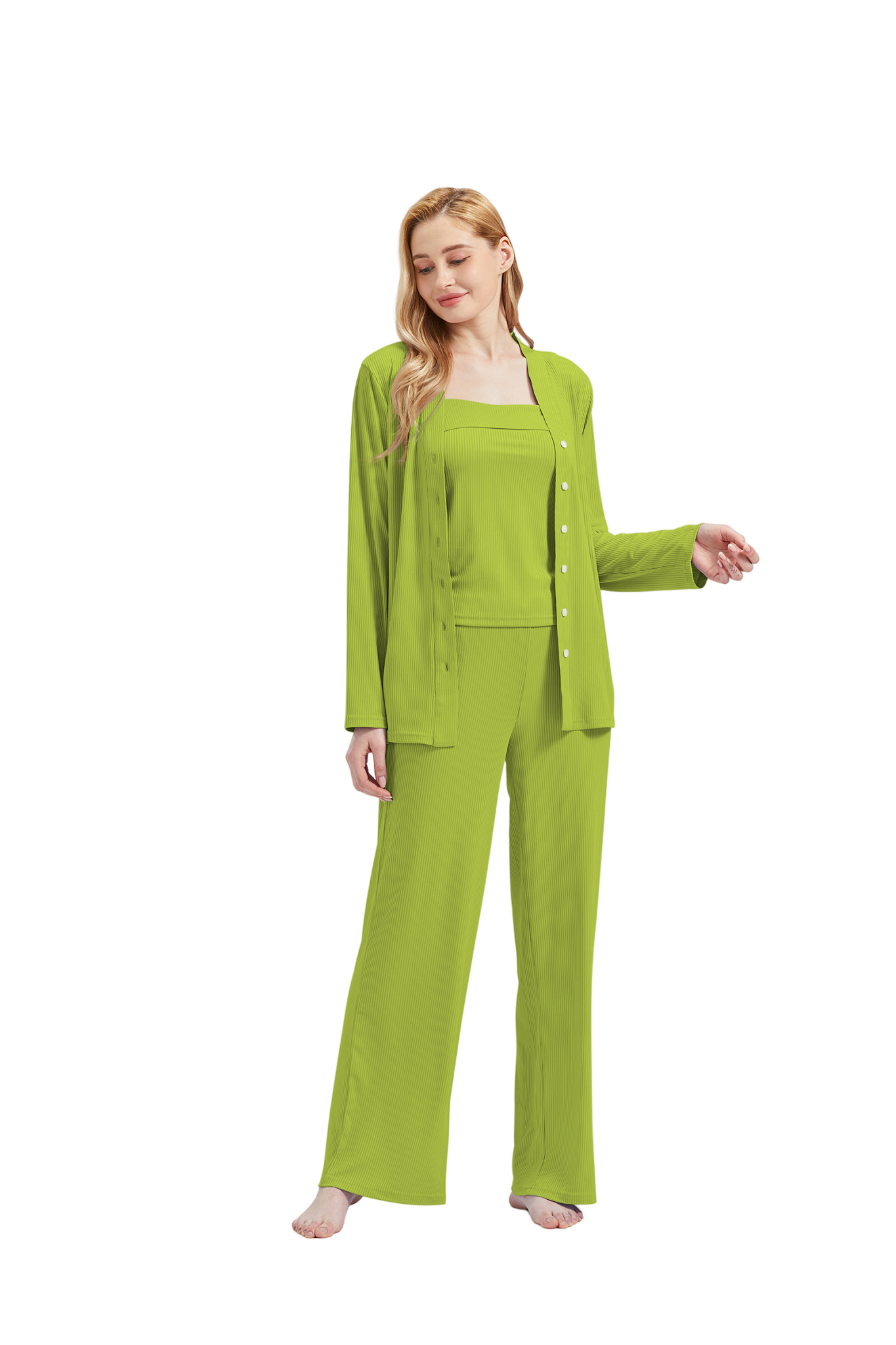 RAIKOU Schlafanzüge Für Damen Lange Schlafanzughose Set Nachtwäsche Hausanzug Freizeitanzug Zweiteiliger V-Ausschnitt Pyjama Set Nachthemd Pyjama Set Nachtwäsche Sleepwear