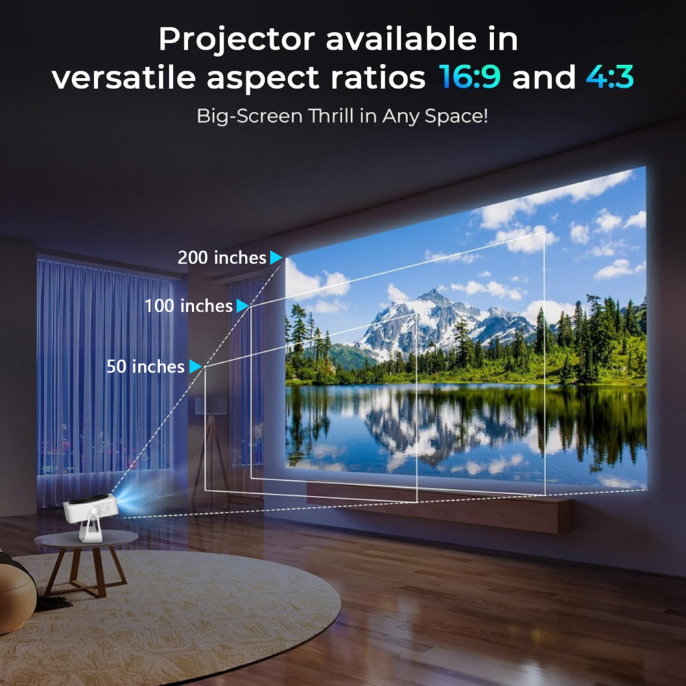 PR-101 Full HD 4K Beamer mit Android 11 – Tragbarer LED Projektor 360 ANSI Lumen, Autofokus, Screen-Mirroring für iOS/Windows/PS5/Xbox, Heimkino bis 150 Zoll