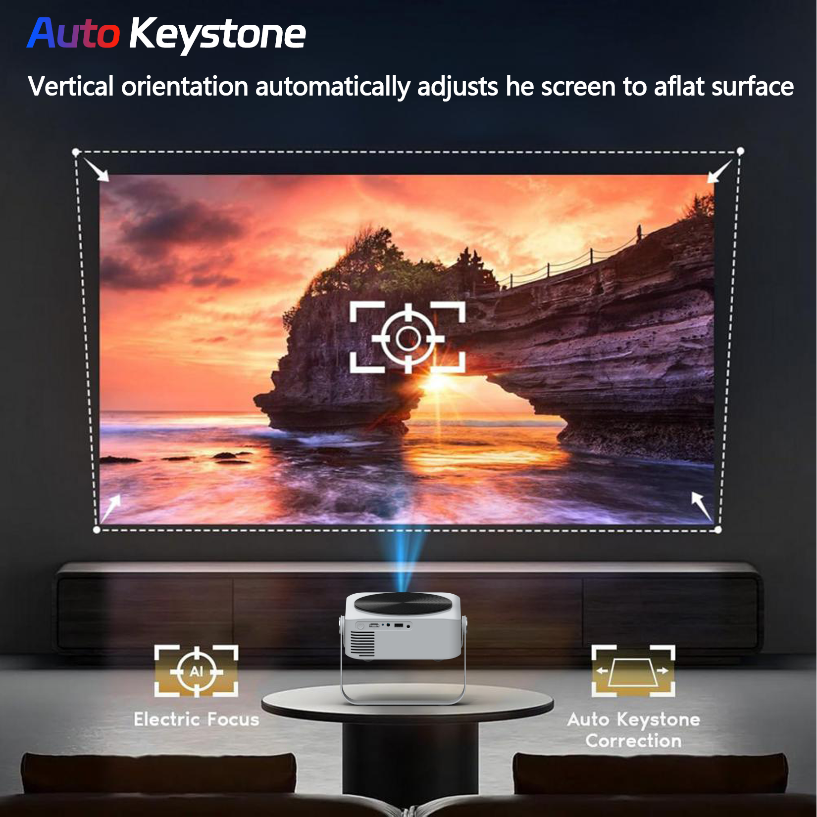 PR-101 Full HD 4K Beamer mit Android 11 – Tragbarer LED Projektor 360 ANSI Lumen, Autofokus, Screen-Mirroring für iOS/Windows/PS5/Xbox, Heimkino bis 150 Zoll