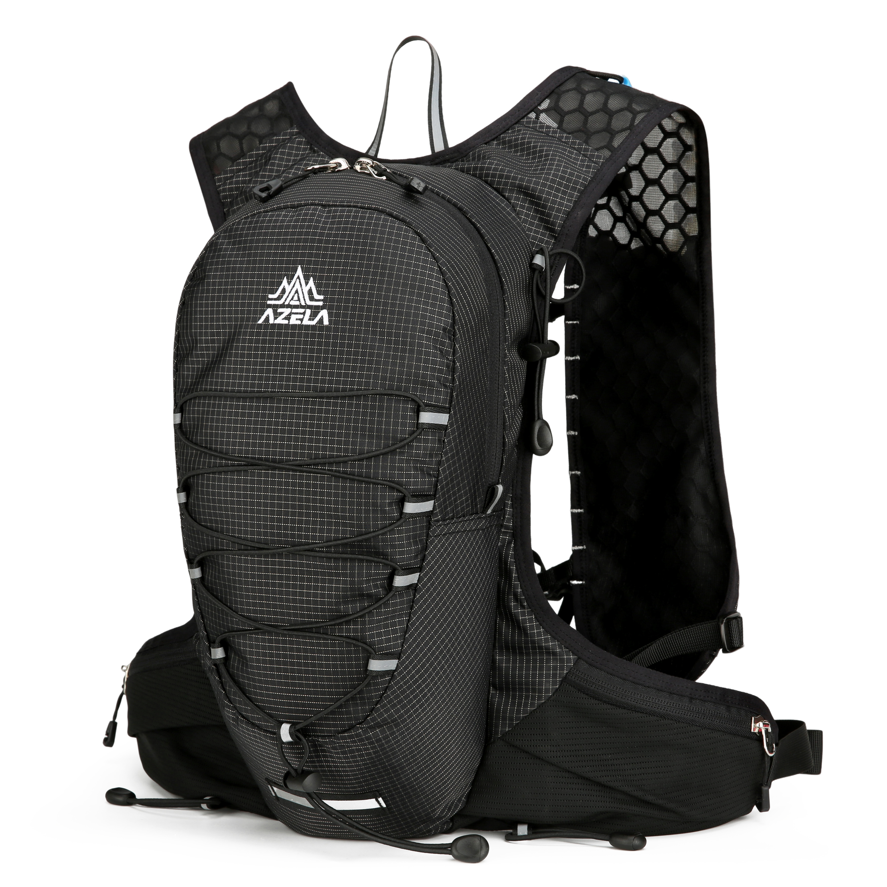 18L Laufweste für Damen und Herren, ultraleichter and wasserabweisender Fahrradrucksack (40 × 25 × 3,9 cm) mit Notfallpfeife, reflektierenden Streifen, Halterung für Trinkschlauch