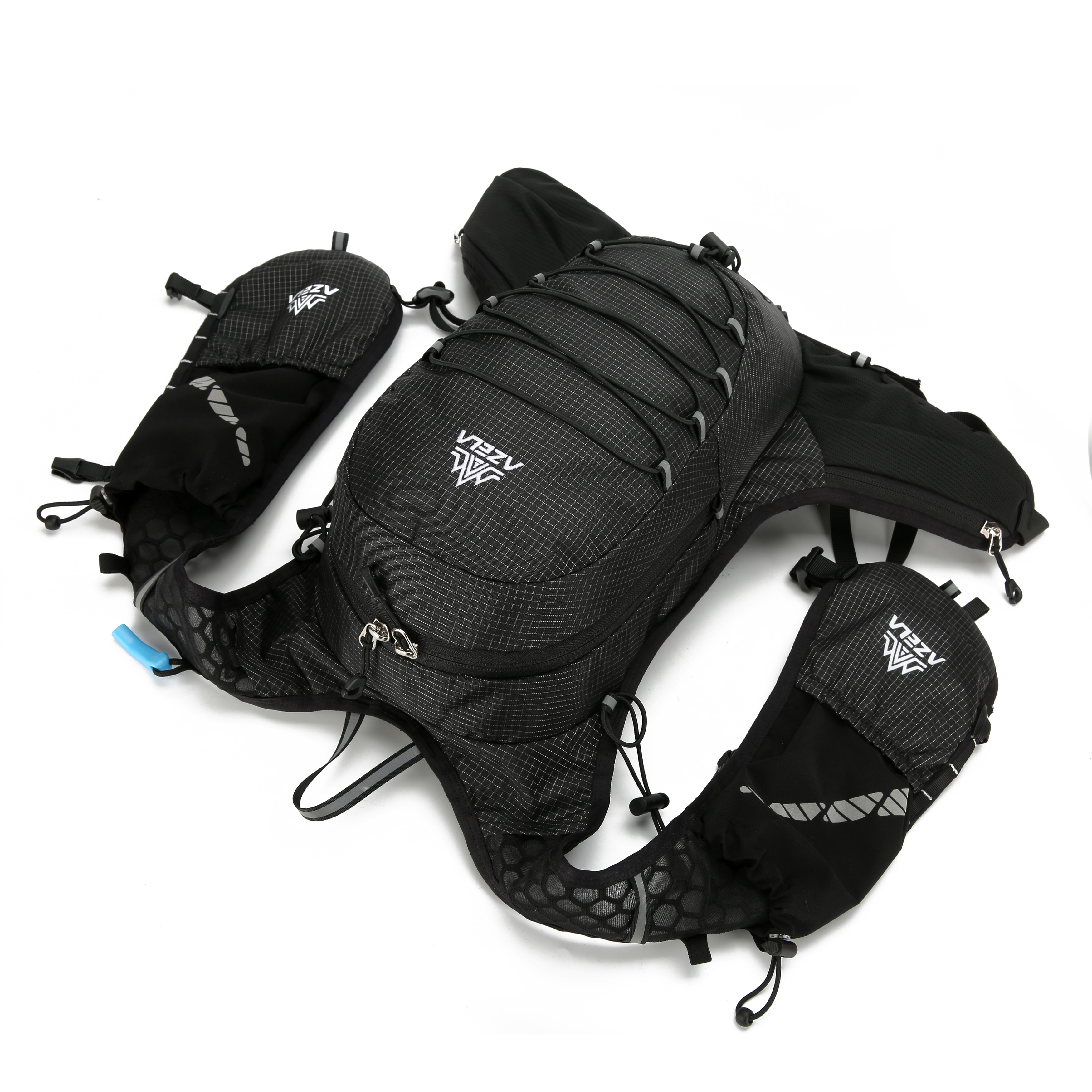 18L Laufweste für Damen und Herren, ultraleichter and wasserabweisender Fahrradrucksack (40 × 25 × 3,9 cm) mit Notfallpfeife, reflektierenden Streifen, Halterung für Trinkschlauch