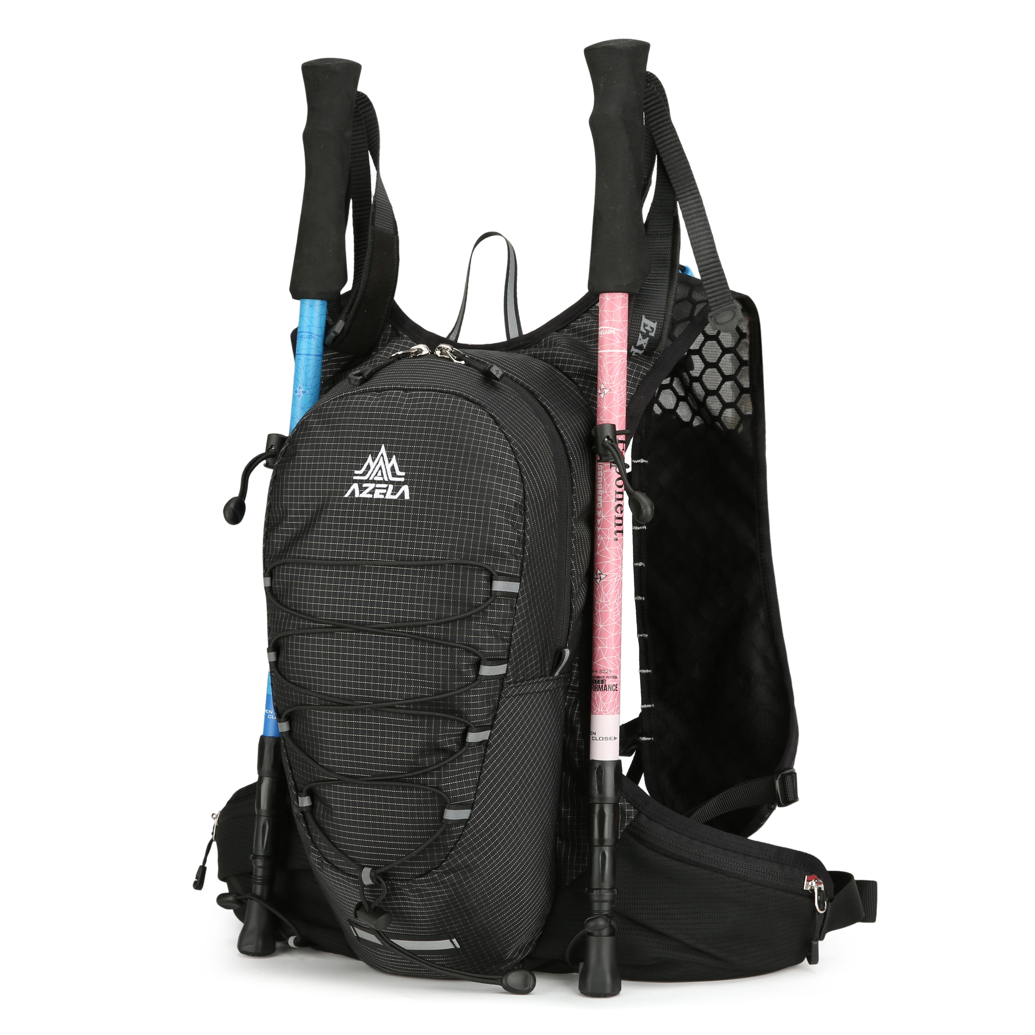 18L Laufweste für Damen und Herren, ultraleichter and wasserabweisender Fahrradrucksack (40 × 25 × 3,9 cm) mit Notfallpfeife, reflektierenden Streifen, Halterung für Trinkschlauch