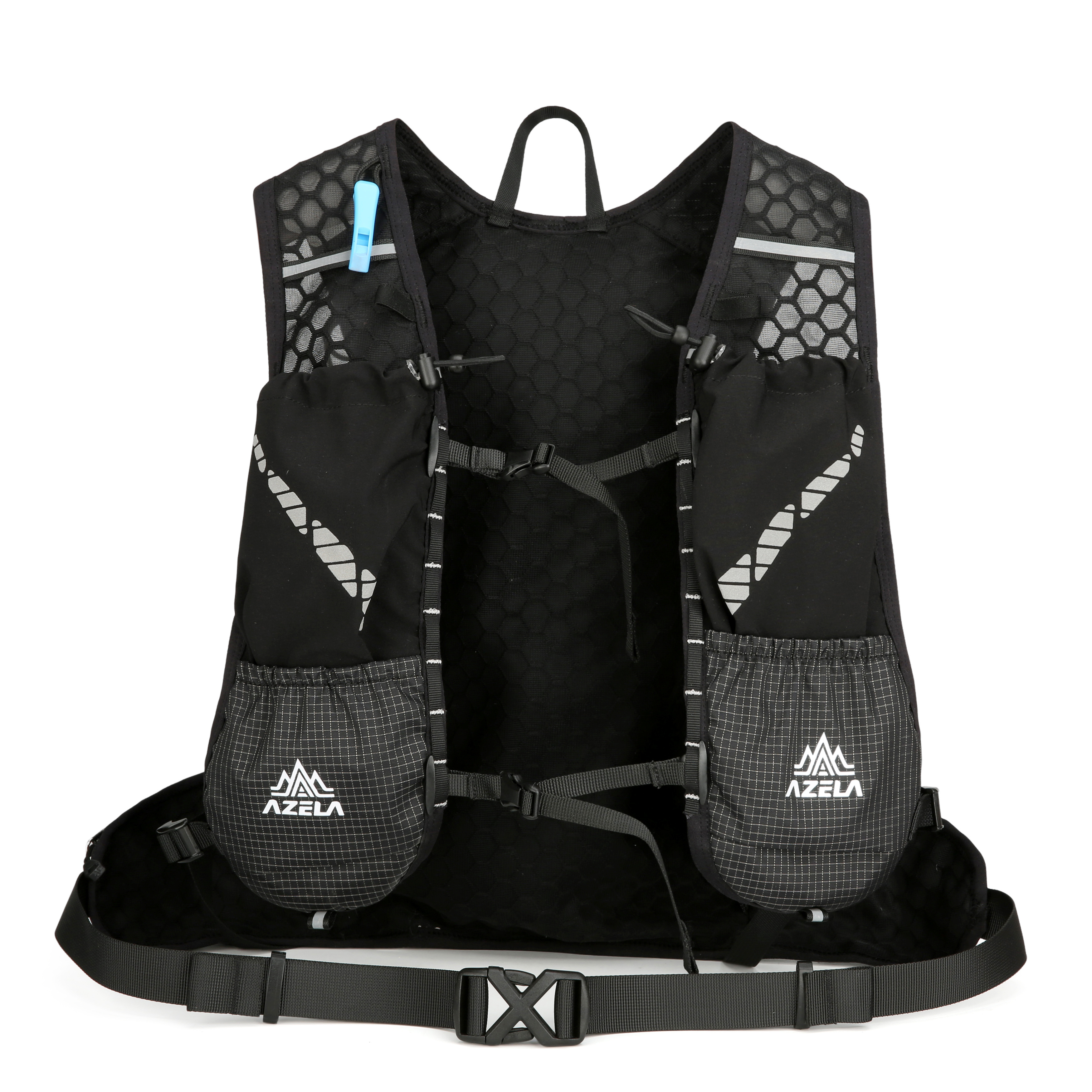 18L Laufweste für Damen und Herren, ultraleichter and wasserabweisender Fahrradrucksack (40 × 25 × 3,9 cm) mit Notfallpfeife, reflektierenden Streifen, Halterung für Trinkschlauch