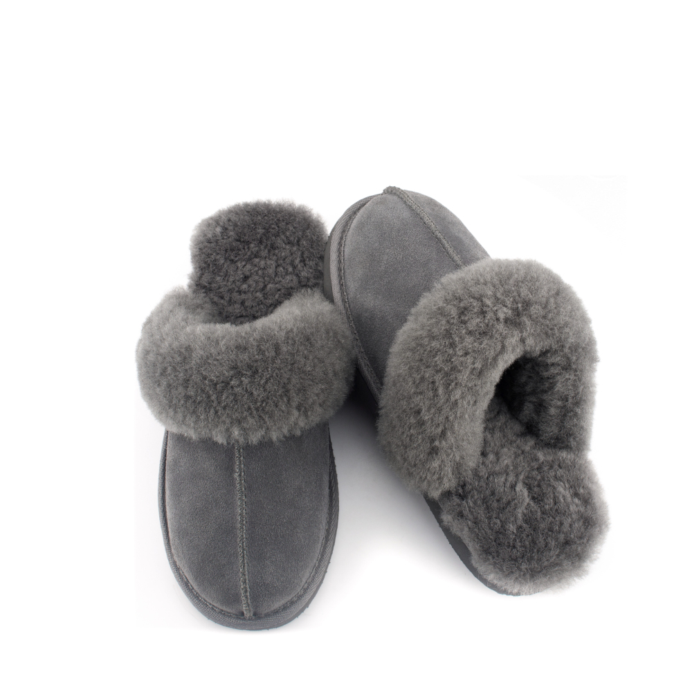 Parfeying Damen-Pantoletten aus Lamm- und Schaffell für den Innen- und Außenbereich aus Lammfell-Leder