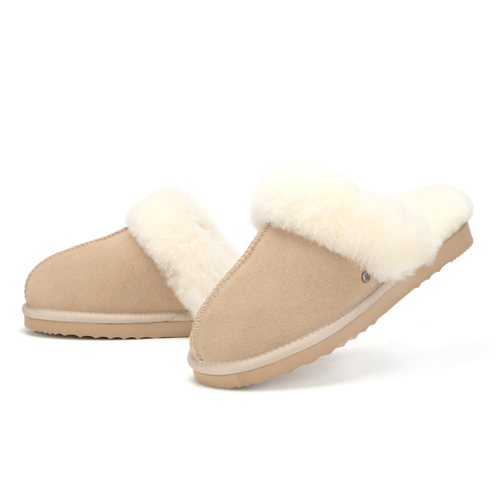 Parfeying Damen-Pantoletten aus Lamm- und Schaffell für den Innen- und Außenbereich aus Lammfell-Leder