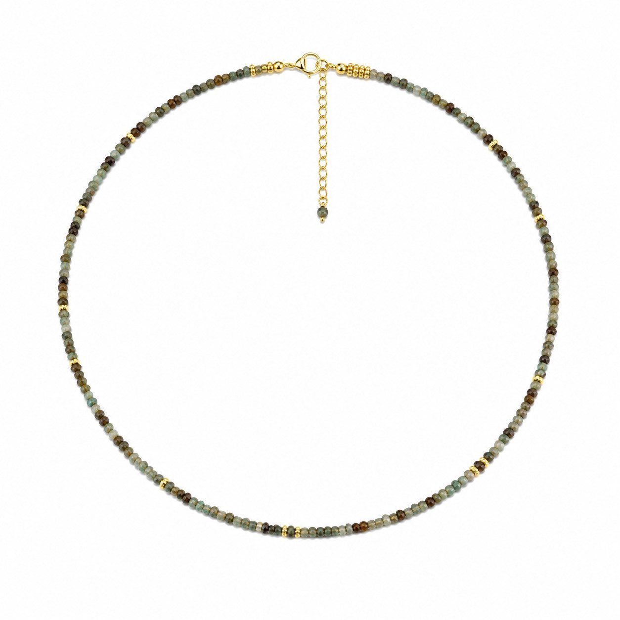 Perlenkette Damen mit Natursteinperlen – Vergoldete Halskette, verstellbar, filigraner Schmuck für Alltag & Anlass