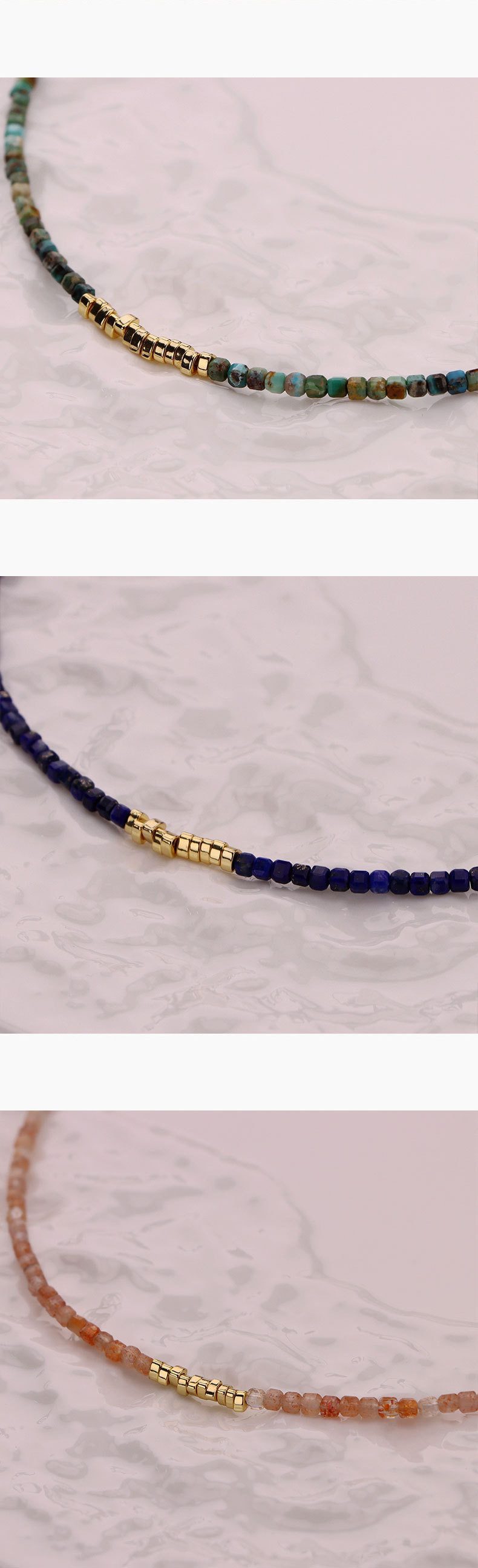Perlenkette Damen mit Natursteinperlen – Vergoldete Halskette, verstellbar, filigraner Schmuck für Alltag & Anlass