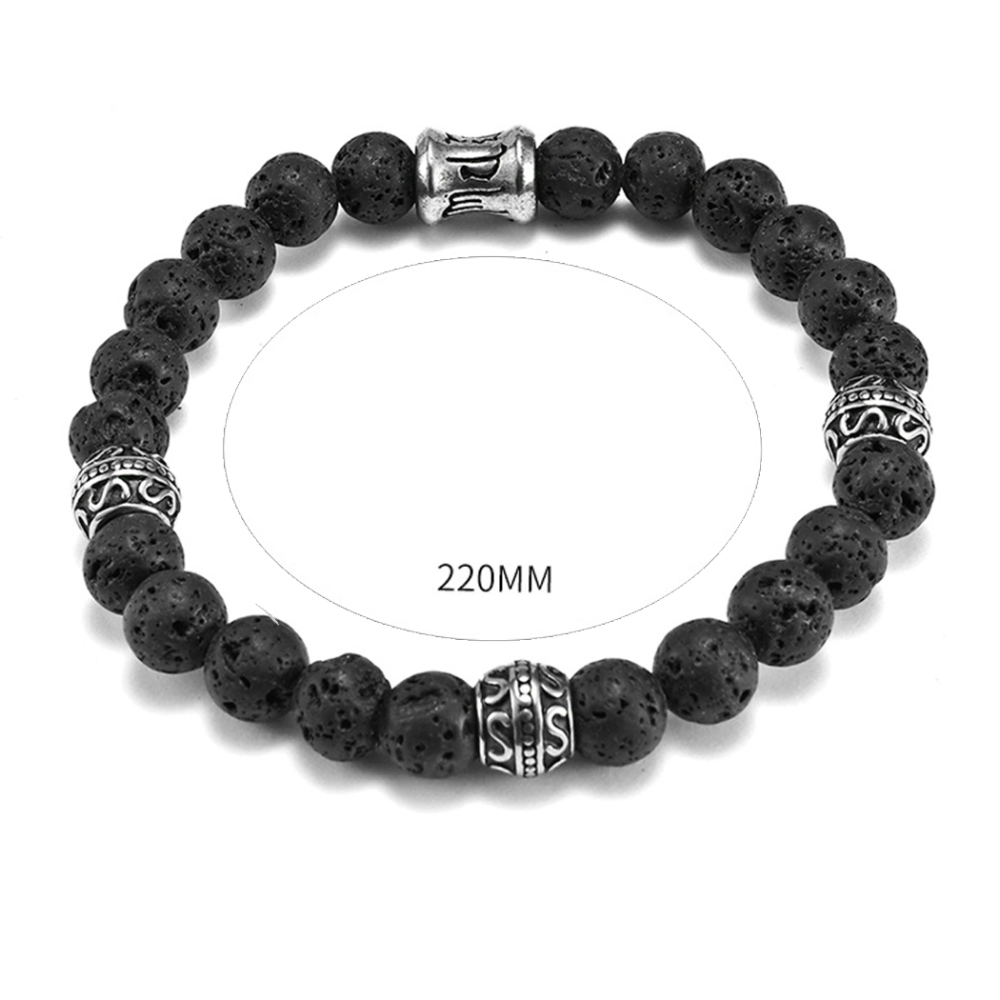 Armband mit Edelstahl-Kreuz – 8mm Matte Onyx Perlen, elastisches Gummiband