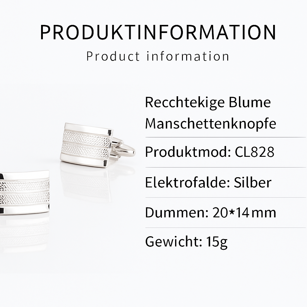 Manschettenknöpfe Quadratisches Design, Edelstahl in Silber/Gold, Glänzend poliert