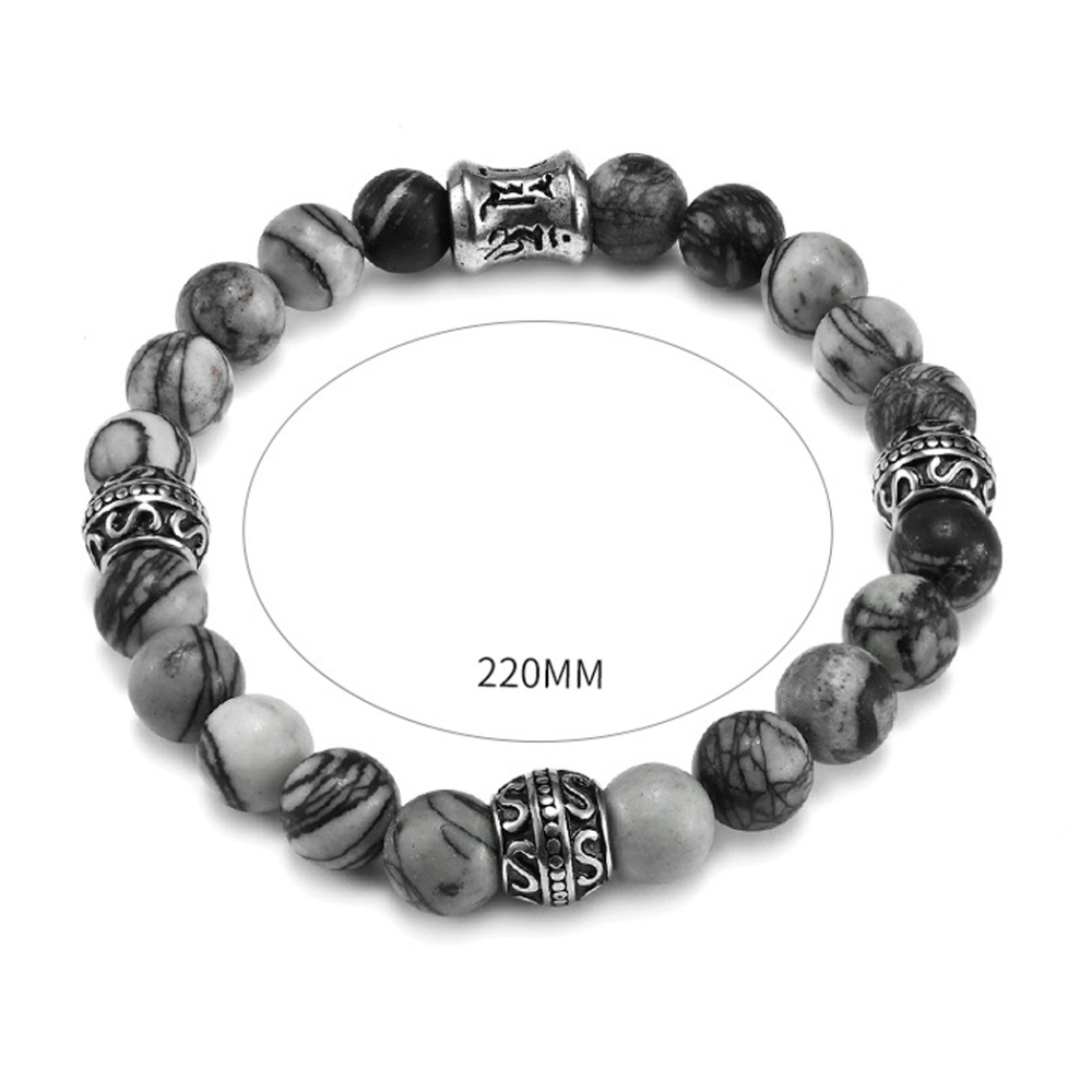 Armband mit Edelstahl-Kreuz – 8mm Matte Onyx Perlen, elastisches Gummiband