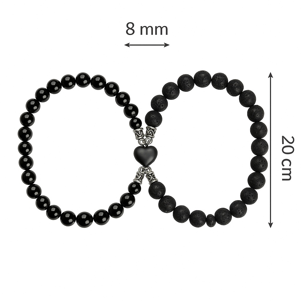 Armband mit Edelstahl-Kreuz – 8mm Matte Onyx Perlen, elastisches Gummiband
