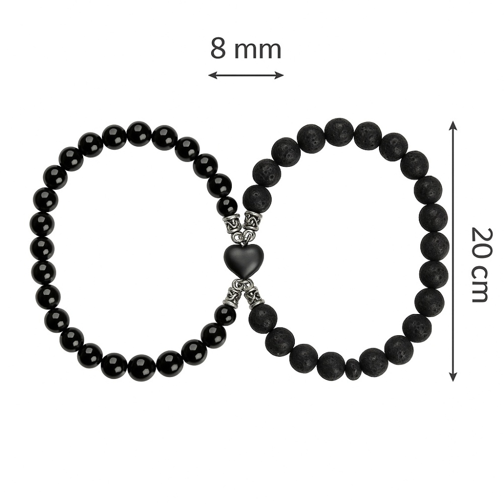 Armband mit Edelstahl-Kreuz – 8mm Matte Onyx Perlen, elastisches Gummiband