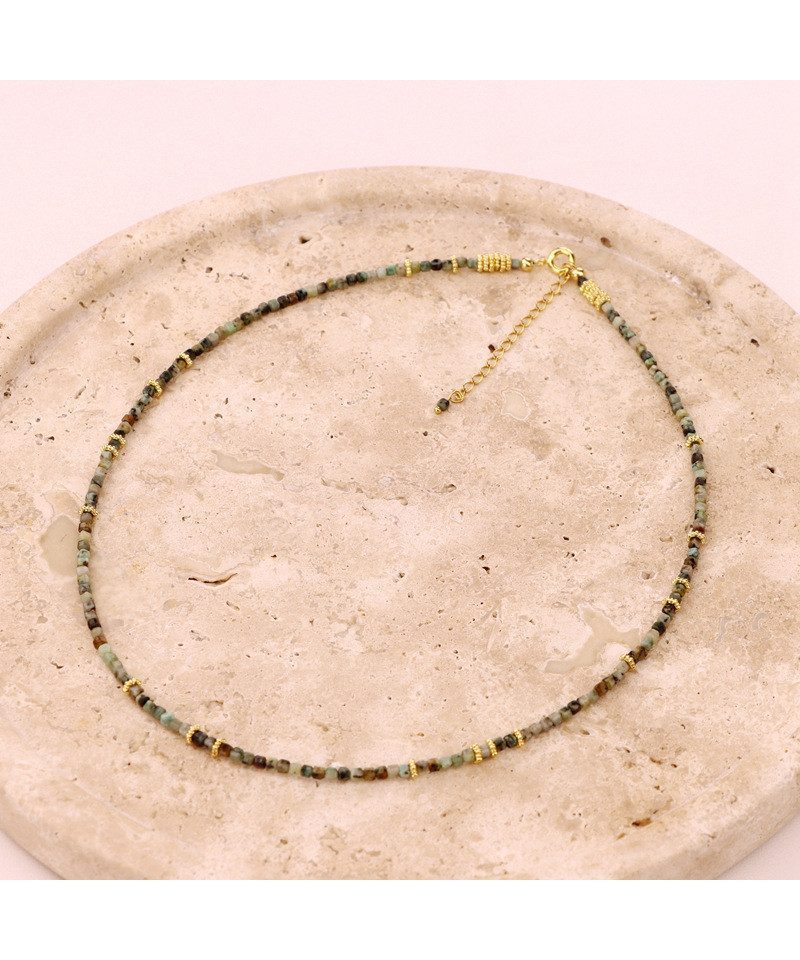 Perlenkette Damen mit Natursteinperlen – Vergoldete Halskette, verstellbar, filigraner Schmuck für Alltag & Anlass