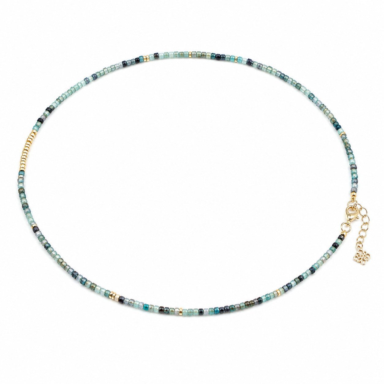 Perlenkette Damen mit Natursteinperlen – Vergoldete Halskette, verstellbar, filigraner Schmuck für Alltag & Anlass