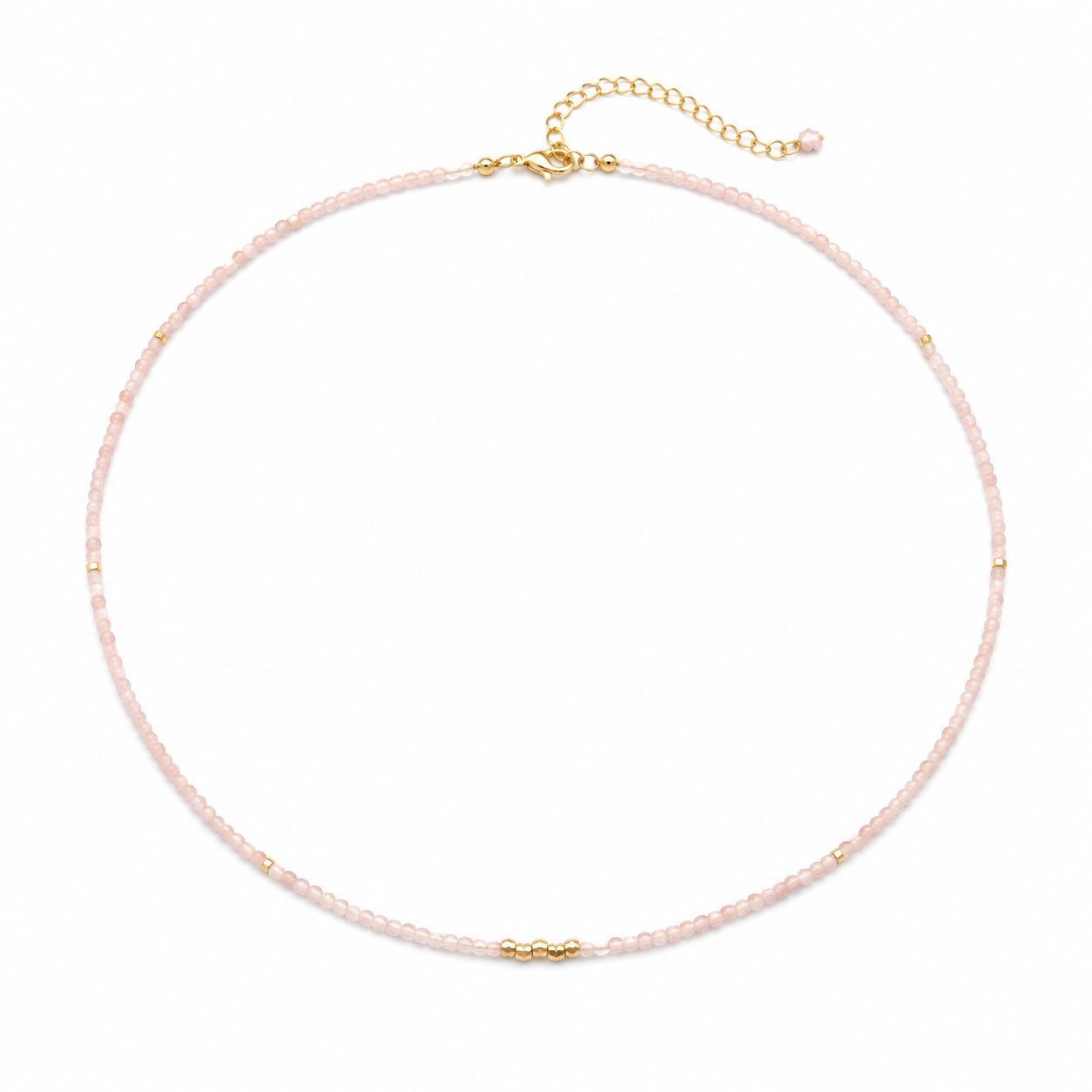 Perlenkette Damen mit Natursteinperlen – Vergoldete Halskette, verstellbar, filigraner Schmuck für Alltag & Anlass