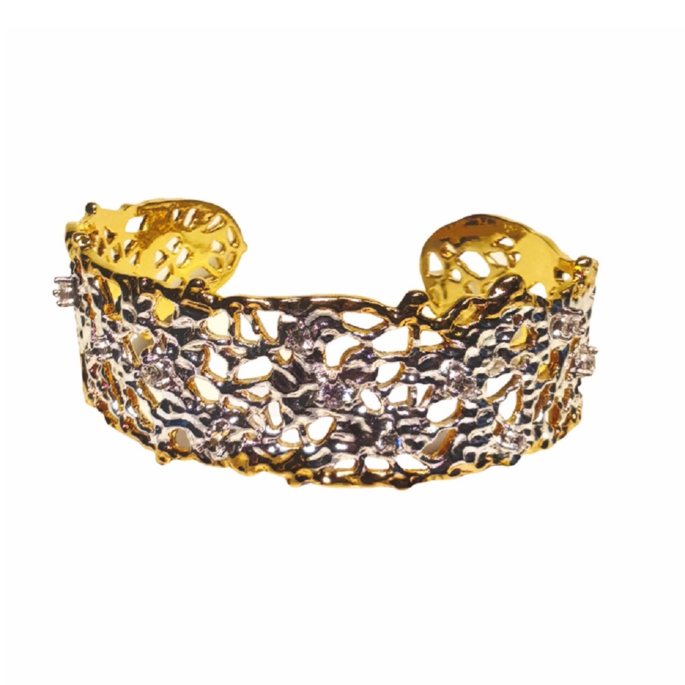 Armband Handgefertigter Armreif aus Bronze mit Zirkonia