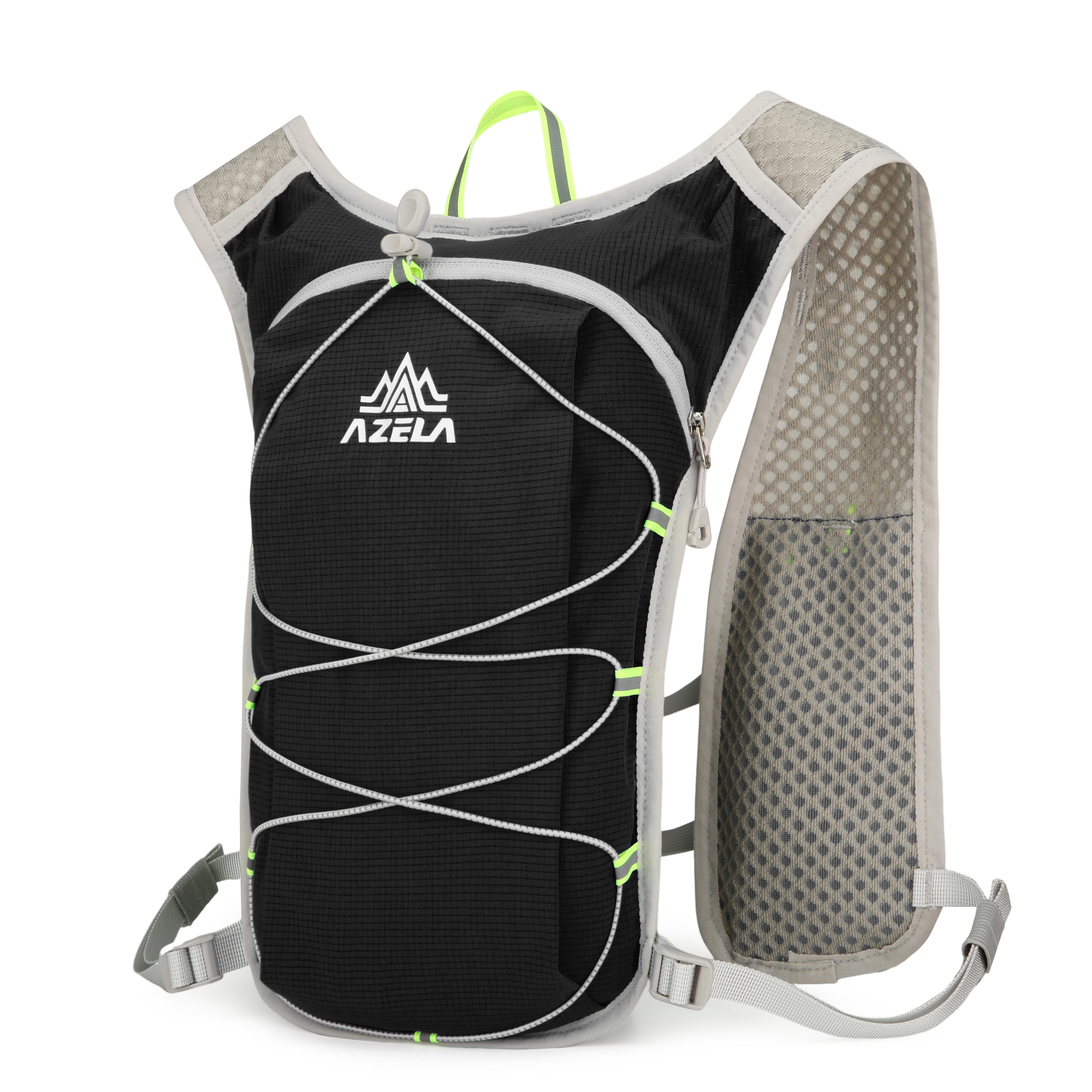 Azela 5L Laufrucksack, Ultraleichter Trinkrucksack für Damen Herren, Atmungsaktive Sportweste mit Wasserblasenfach, Ergonomischer Trailrunning Rucksack für Joggen, Radfahren, Marathon,