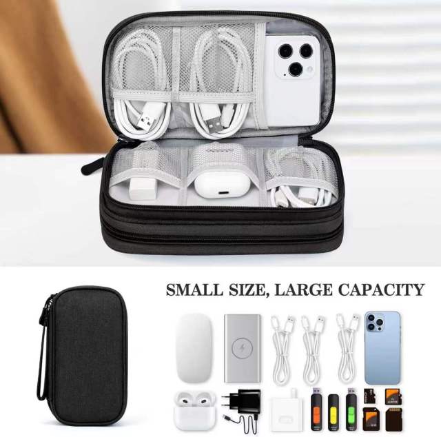 Travel Cable Organizer Bag, Portable Waterproof Double-layer Storage Pouch for Electronic Accessories,MY SHOP,Travel Cable Organizer Bag, Portable Waterproof Double-layer Storage Pouch for Electronic Accessories