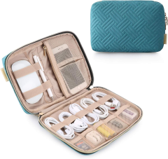 GLANIX Quilted Electronics Organizer Bag,Glanix-industry,GLANIX Quilted Electronics Organizer Bag | Portable Travel Cable Organizer Pouch for Tech Accessories